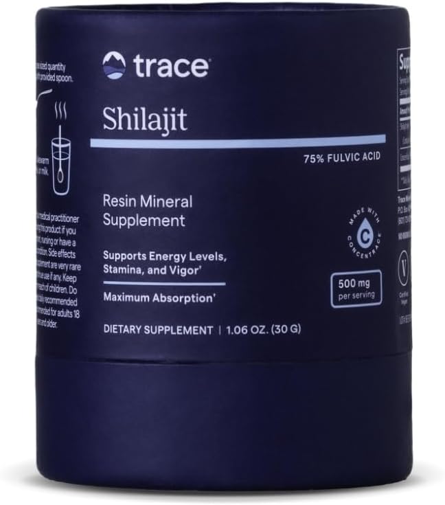 Trace Minerals Shilajit Resin 500mg - Συμπλήρωμα διατροφής για την υγεία του εγκεφάλου & Digestive - Συμπλήρωμα ορυκτών για την ενίσχυση ανοσοποιητική υγεία & καθημερινή ενέργεια - Formula με Fulvic Acid - 30g (περίπου 60 υπηρεσίες)