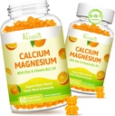 Calcium Magnesium Zinc Gummies with Vitamin D3 and K2, High Absorption Magnesium Glycinate Potassium for Immune and Calm Mood, Vegan Orange Flavor 120 Gummies