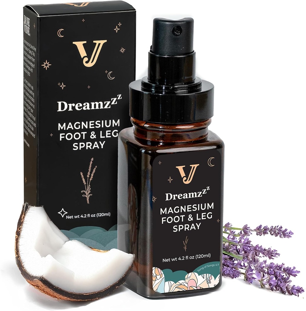 Dreamzzz Magnesium Spray for Feet and Sleep – Blended Formula Magnesium Oil with Lavender & Coconut Oil - Topical Magnesium Body Foot and Leg Spray for Women - Reduced Stickiness - 4.2 oz