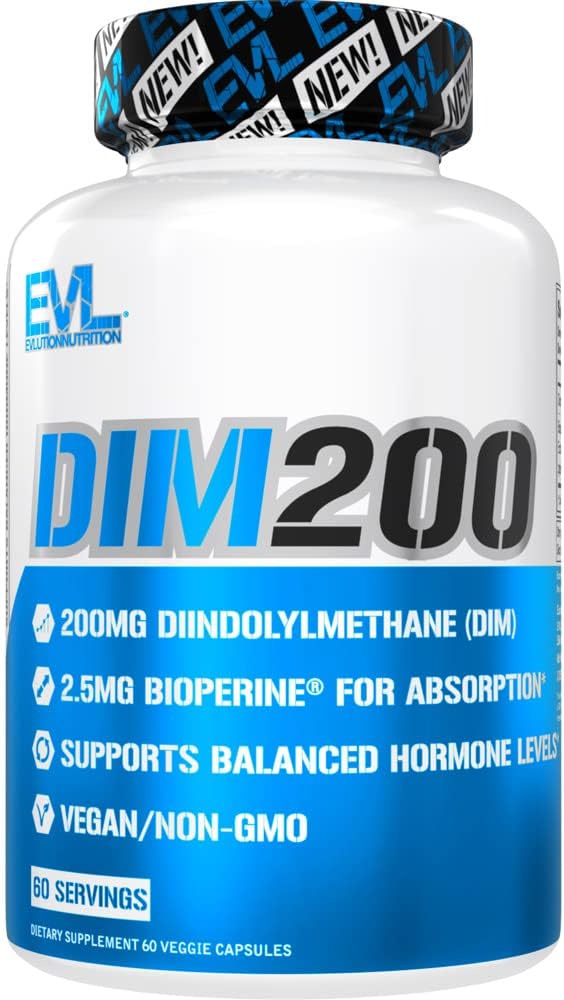 EVL Diindolylmethane Supplement for Men - Advanced DIM 200mg με Dim Plus Bioperine για ενισχυμένη απορρόφηση - Vegan Non-GMO Hormone Balance Supplement for Enhanced Energy Mood and Performance