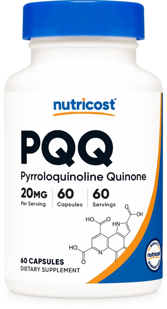 Nutricost PQQ (Pyrroloquinoline Quinone) 20mg, 60 κάψουλες - Κάψουλες χορτοφάγων, μη ΓΤΟ, Χωρίς γλουτένη