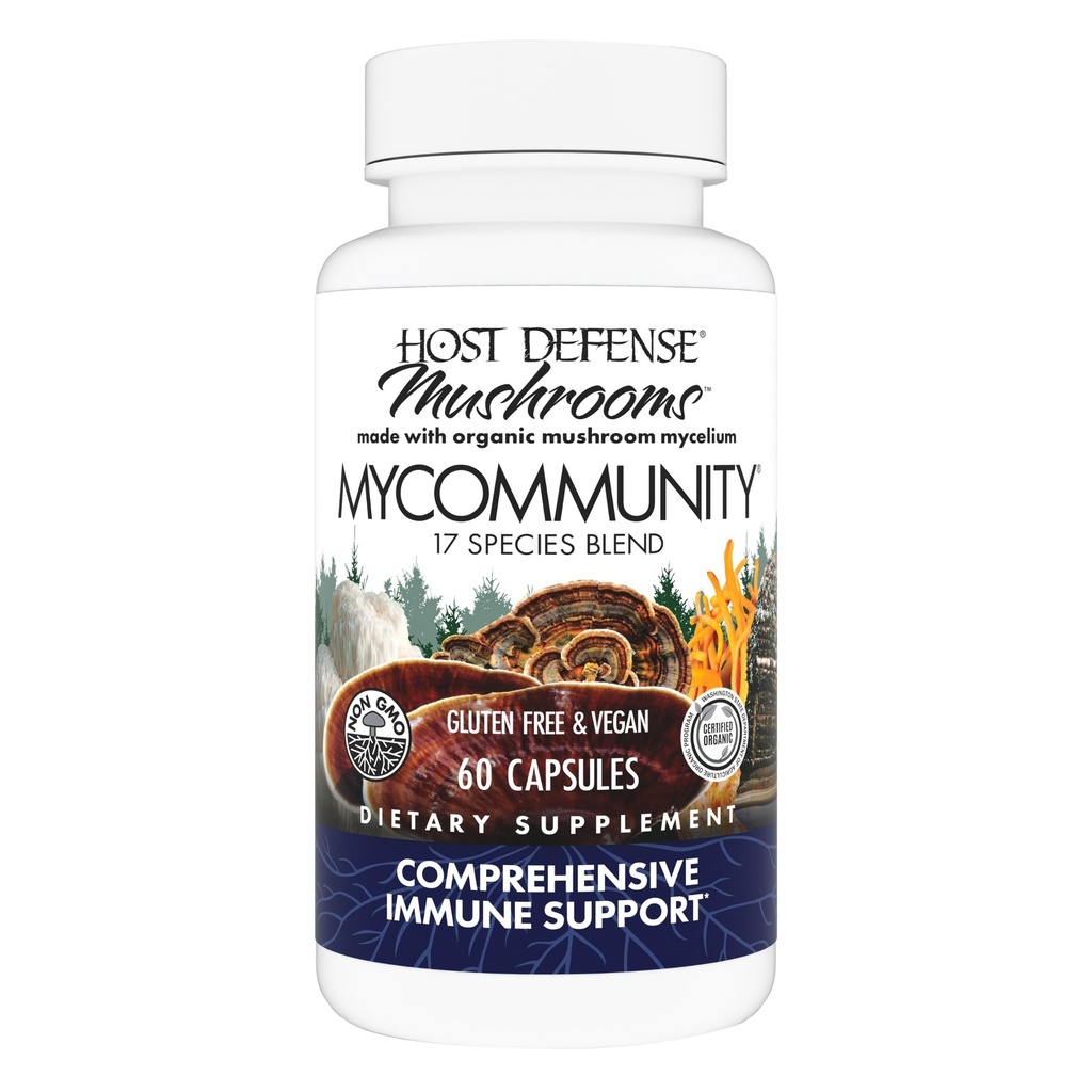 Άμυνα Οικοδεσπότης MyCommunity Κάψουλες - 17 Είδη Mushroom Blend Συμπλήρωμα για την Ανοσολογική Υποστήριξη - βοτανικό Βοήθημα με το Lion's Mane, Reishi. Chaga, Cordyceps, Turkey Tail & More - 60 Κάψουλες (30 Services)*