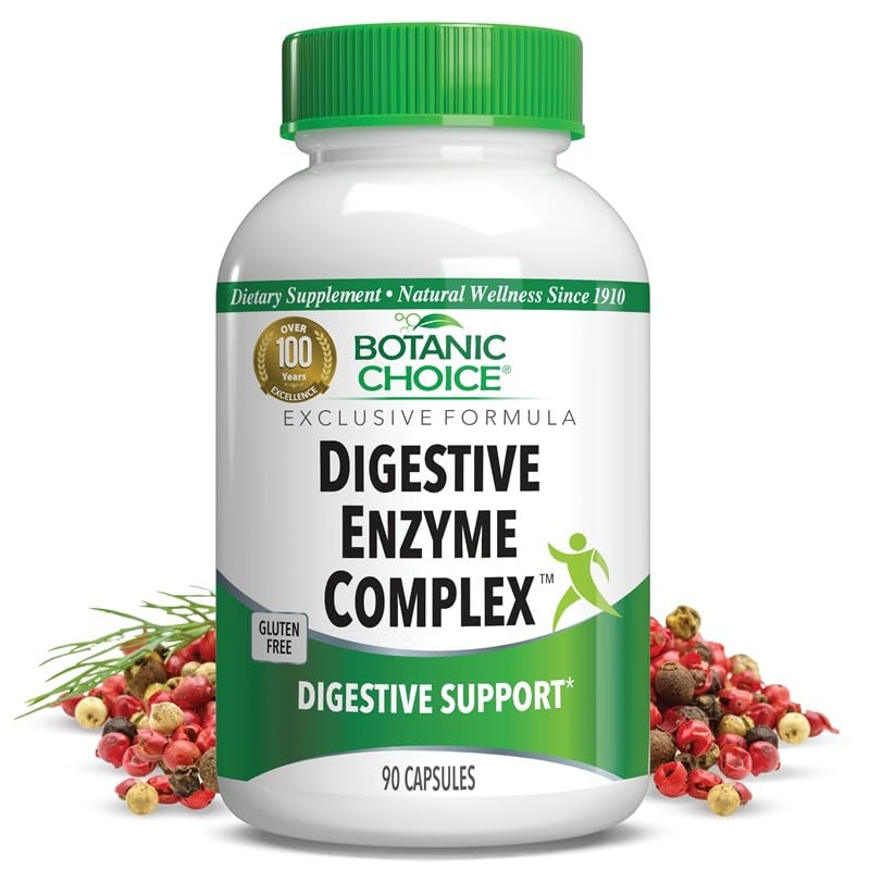 Botanic Choice Digestive Enzyme Complex - Digestive Aid for Healthy Gut Supplement for Better Digestion and βελτιωμένη απορρόφηση θρεπτικών συστατικών για να διευκολύνει την κοιλιακή αιμορραγία - 90 χάπια