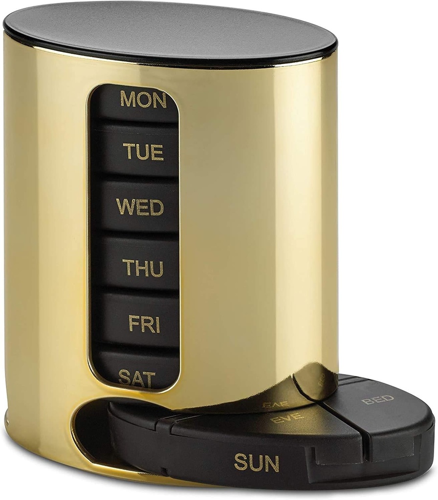 Daily Pill Organizer - (4 φορές την ημέρα) Stackable Medication Υπενθύμιση - Premium Weekly AM/PM Pill Box με 7 Daily Stackable Trays και Medicine Organizer για Βιταμίνες, ιχθυέλαια και συμπληρώματα, Χρυσό