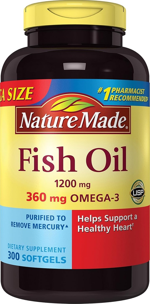 Φύση Κατασκευασμένη 1200mg ιχθυέλαιο, 2400 ανά υπηρεσία, 360mg Ωμέγα-3, 300 Softgels, 300 Count (πακέτο του 1)