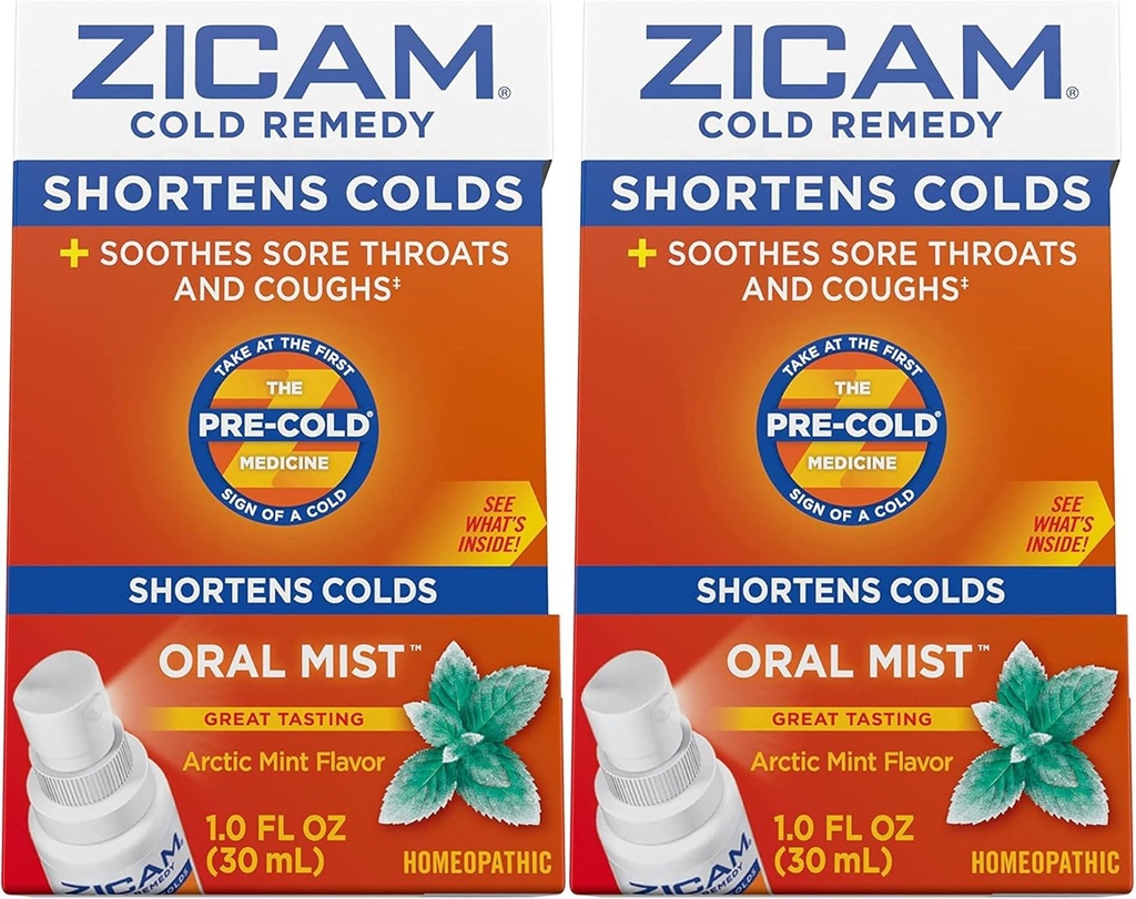 Zicam Cold Remedy Zinc Arctic Mint Oral Mist, 1 Ounce (Pack of 2)