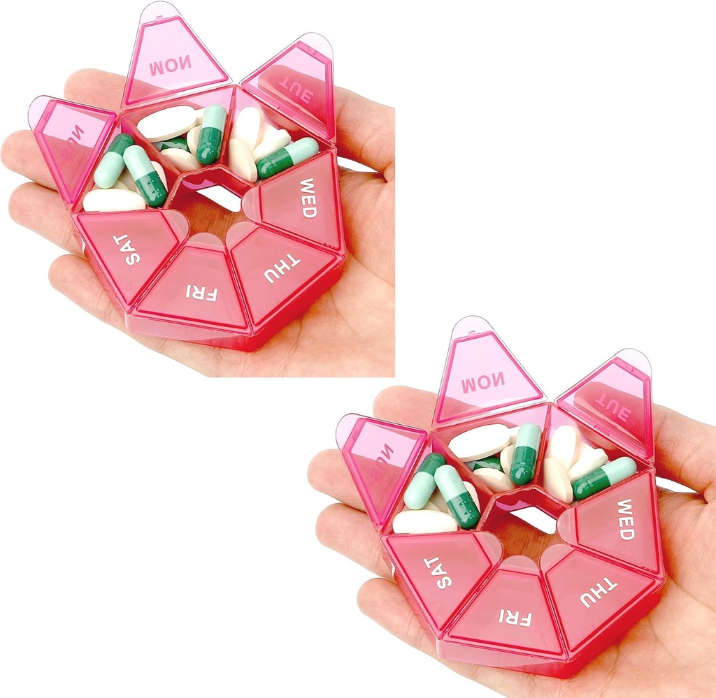 Διοργανωτής χαπιών, 2 κουτί χάπια, υπόθεση μικρών χαπιών, Οργανωτές φαρμάκων 1 φορά την ημέρα, Εβδομαδιαίος οργανωτής ιατρικής εμπορευματοκιβωτίων, κάτοχος ιατρικής, Δοχεία ημερήσιων χαπιών για ταξίδι 7 ημέρα (κόκκινο)