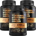4-σε-1 Turmeric και σκόρδο Συμπληρώματα με BioPerine – 2360mg Turmeric Ginger Root Κάψουλες με σκόρδο – Υψηλής ισχύος βοτανική ανάμειξη (120 ct, συσκευασία των 3)