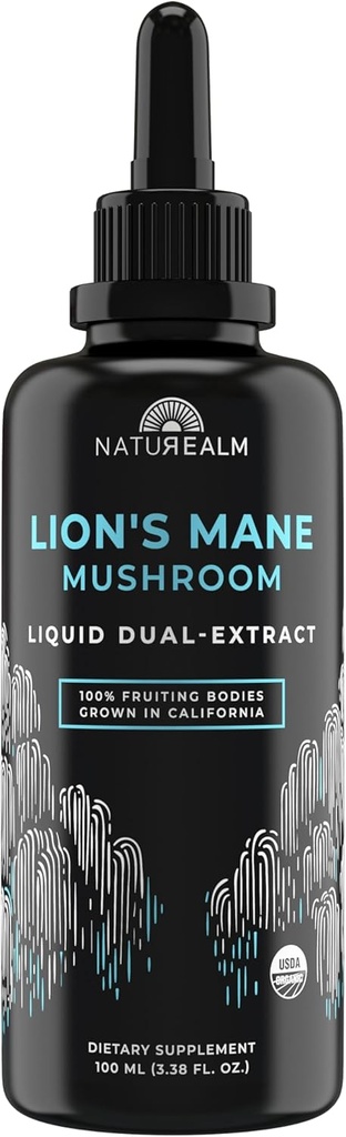 Naturealm Lion’s Mane Mushroom Liquid Timcture Supplement – Focus, Memory & Brain Health, Vegan, Non-GMO – Οργανικά Καρποφόρα Σώματα, 2 Μήνες Προσφορά