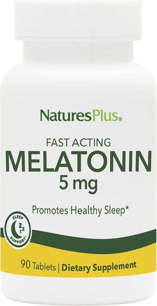 Natures Plus Μελατονίνη 5 mg - 90 Ταμπλέτες ταχείας δράσης - Vegan, Χωρίς γλουτένη - 90 Servings