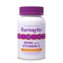 Barimelts Iron with Vitamin C, 90 δισκία ταχείας διάλυσης (1- Μήνας προσφοράς), συμπλήρωμα σιδήρου χωρίς ζάχαρη για τις γυναίκες, φυσικό πορτοκαλί άρωμα