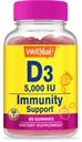 WellYe Vitamin D3 5000 IU (125 mcg) Extra Strengght Gummies -για την υγεία των οστών, ανοσοενισχυτής, οστά και δόντια Υποστήριξη -Non GMO, χωρίς γλουτένη, χωρίς καρύδες, χορτοφαγικά -Strawberry Flavor -60 Gummies