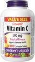Webber Naturals Βιταμίνη C, 300 Μασώμενα Tropical Breeze Flavor Tablets, 500 mg Βιταμίνη C ανά δισκίο, Οστά, Δόντια, Ανοσοποιητική και Αντιοξειδωτική Υποστήριξη, Μη ΓΤΟ, Γαλακτοκομικά & Χωρίς Γλουτένη
