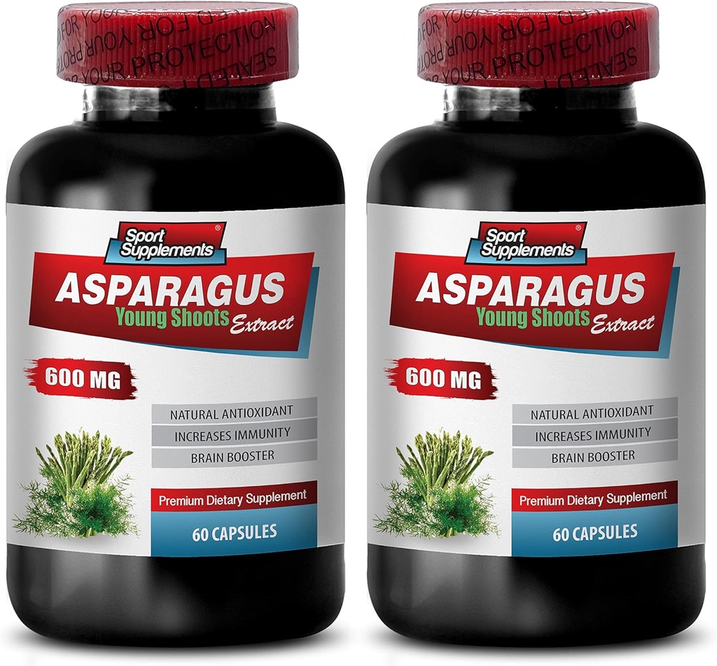 Σπαράγγια νέοι βλαστοί κάψουλες - ASPARAGUS 600 MG - YOUNG SHOOTS EXTRACT - εκχύλισμα ρίζας σπαράγγια - αντιοξειδωτική φόρμουλα κάψουλες, κάψουλες εκχύλισμα σπαράγγια οργανικές, χάπια νερού - 2 Bot 120 κάψουλες