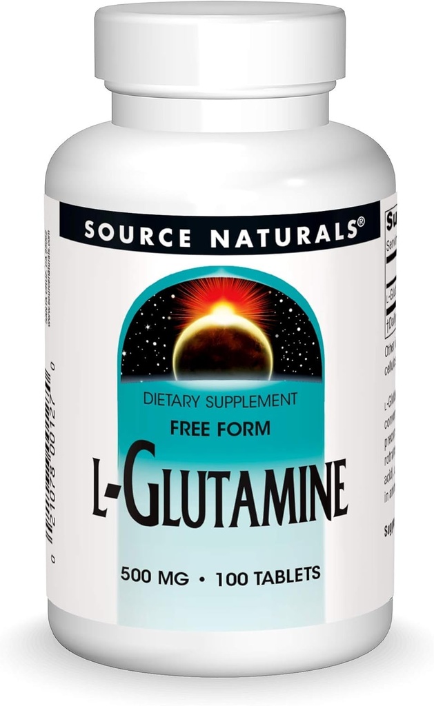 Source Naturals L- Glutamine, Free Form Amino Acid που υποστηρίζει τη μεταβολική ενέργεια*, 500mg - 100 δισκία
