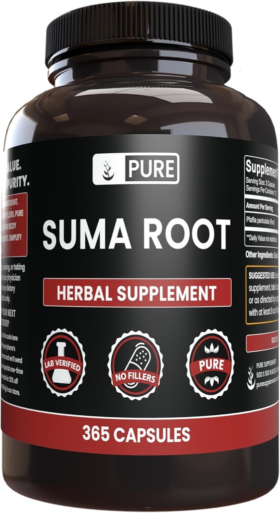 ΑΝΩΤΑΤΑ ΑΡΧΙΚΑ ΣΥΣΤΑΤΙΚΑ Suma Root (365 Κάψουλες), Χωρίς Μαγνήσιο ή Ρύζι Fillers, Πάντα καθαρό, Εργαστήριο Επαληθευμένο