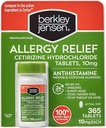 Berkley jensen 24ωρη Αλλεργία Ανακούφιση (365- Count), 10 mg Cetirizine Hydrochloride Antihistamine - Γρήγορη Αλλεργία Ιατρική για Αλλεργίες Εσωτερικού Χώρου & Υπαίθριες, δισκία Easy-Swallow, Σύγκριση με Zyrtec