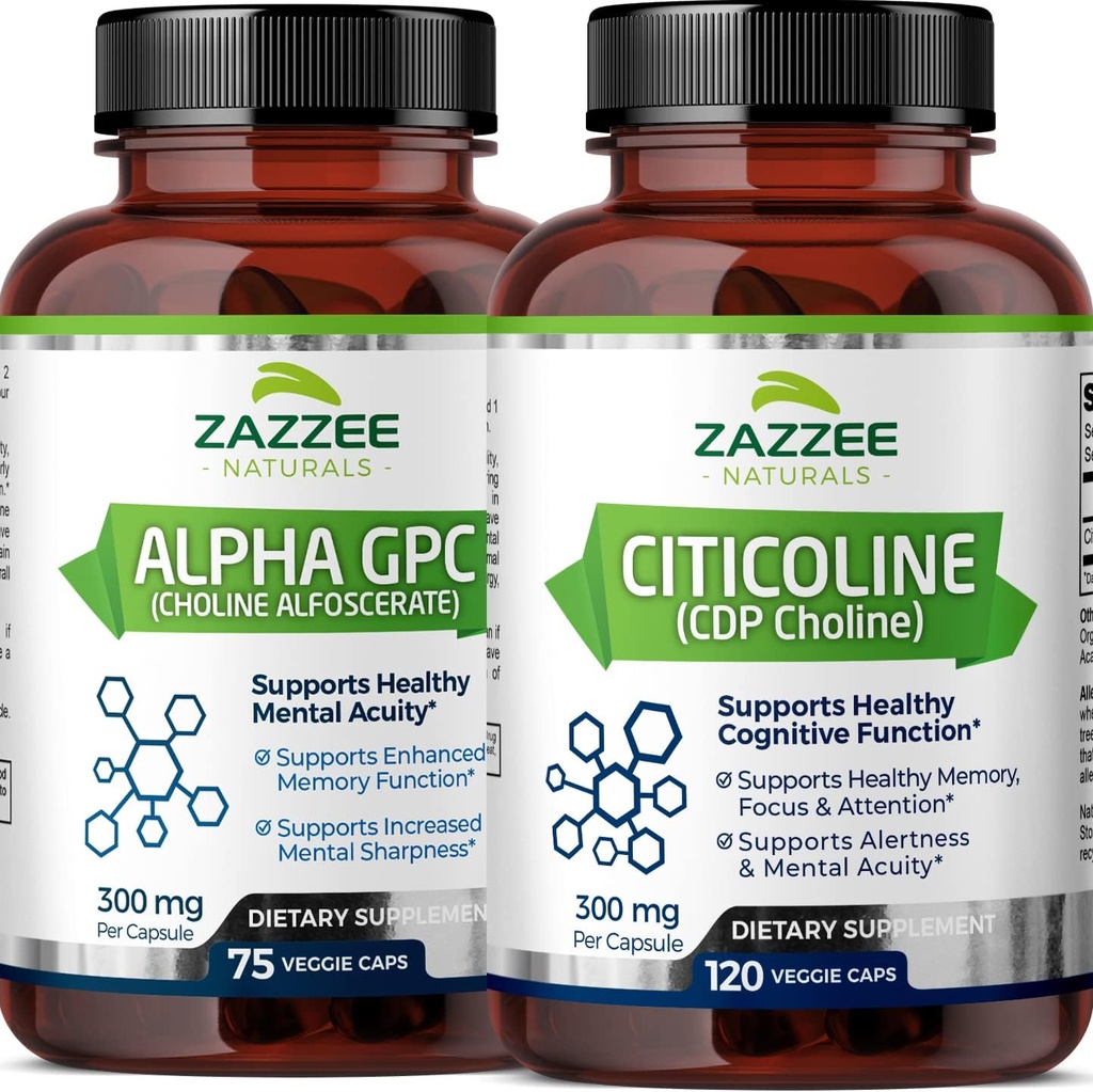 Zazzee Citicoline CDP Choline Κάψουλες και Alpha GPC Choline Κάψουλες