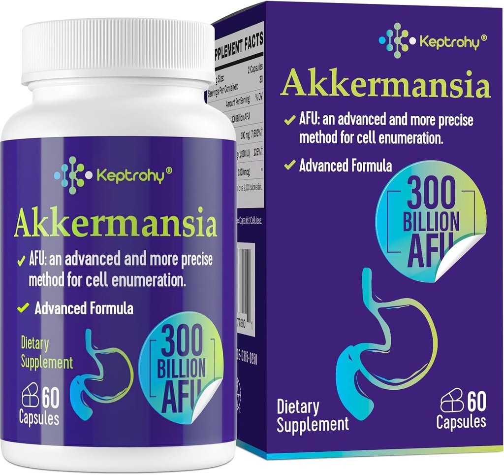 300 δισεκατομμύρια AFU Akkermansia Probiotic για γυναίκες & άνδρες, Akkermansia Muciniphila για περισσότερη παραγωγή GLP-1, Digestive, Gut & Immune, Gut Digestive Lining Function, 60 Count
