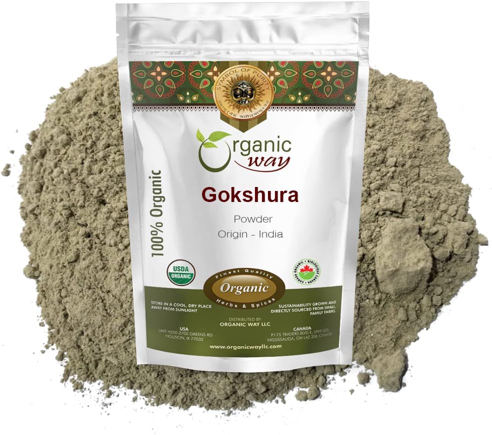 Organic Way Gokshura Powder (Tribulus Terrestris) - Organic & Kosher Certified 