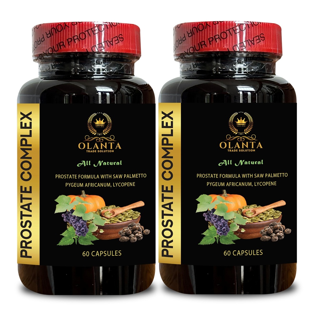 Prostate Complex for Men - Saw Palmetto, Lycopene for Prostate, Pygeum africanum Extract, Prostate Care, Herbal Prostate Support, Grape Seed Extract, Nettle Extract - 2 Bottles