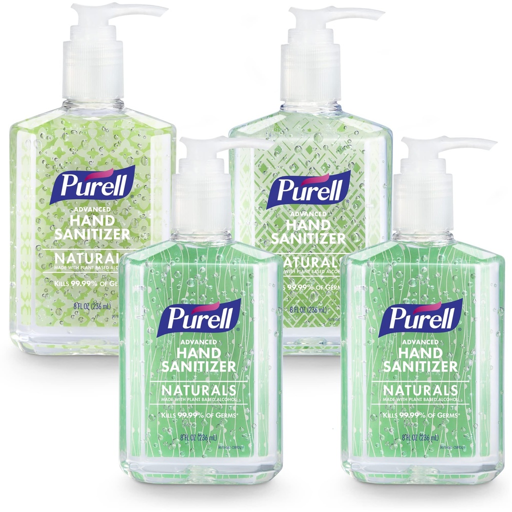 PURELL Advanced Hand Sanitizer Naturals με Φυτικό Αλκοόλ, Εσπεριδοειδή Scent, 8 fl oz αντλία μπουκάλι (πακέτο των 4) - 9626-06-ECDECO