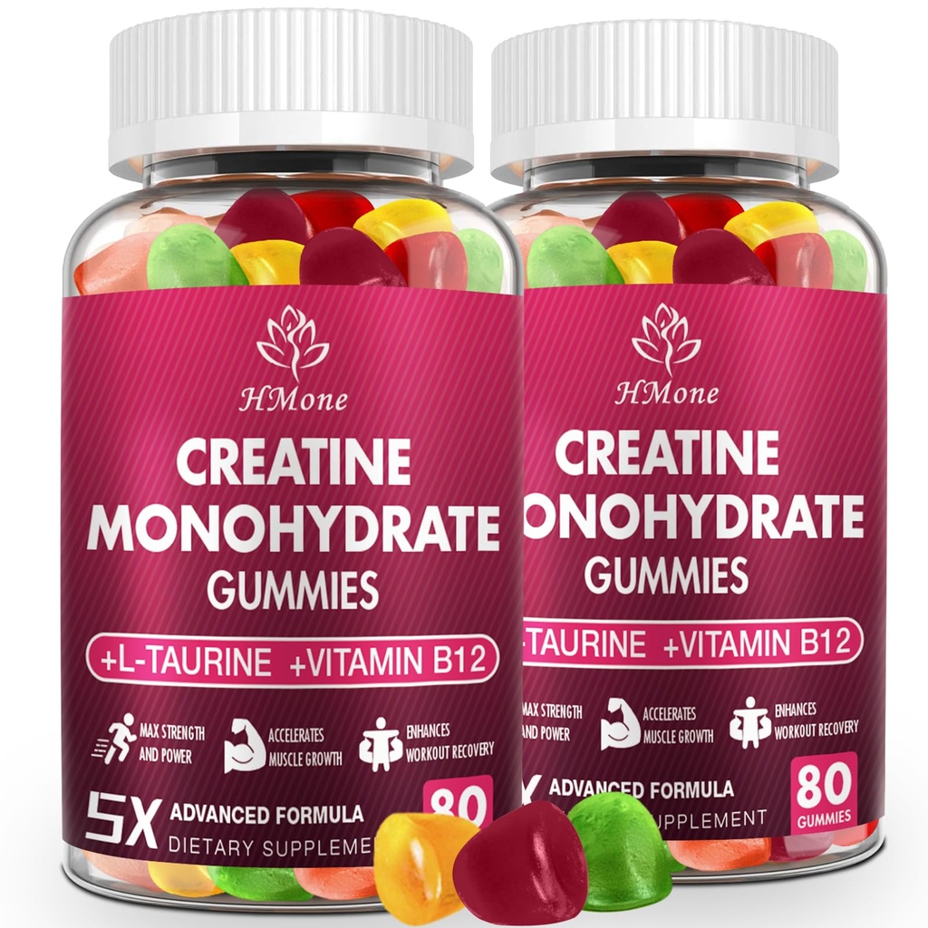Creatine Monohydrate Gummies - 5g για άνδρες και γυναίκες, 160 Count and Creatine Chewable Συμπληρώματα για μυϊκή αύξηση, μυϊκή δύναμη, ενίσχυση της ενέργειας, και οικοδόμος μυών, ζάχαρη δωρεάν, Vegan