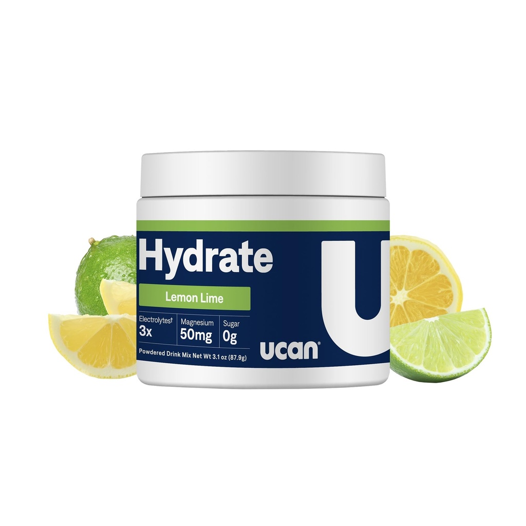UCAN Hydrate Electrolyte Drink Mix (Lemon-Lime, 30 Σερβιτόρες) Ζάχαρη-δωρεάν, Κετο-Φιλικοί, Vegan, μη-GMO, Gluten-Free Ηλεκτρολύτης σκόνη με Κάλιο & Μαγνήσιο για Δρομείς & Αθλητές