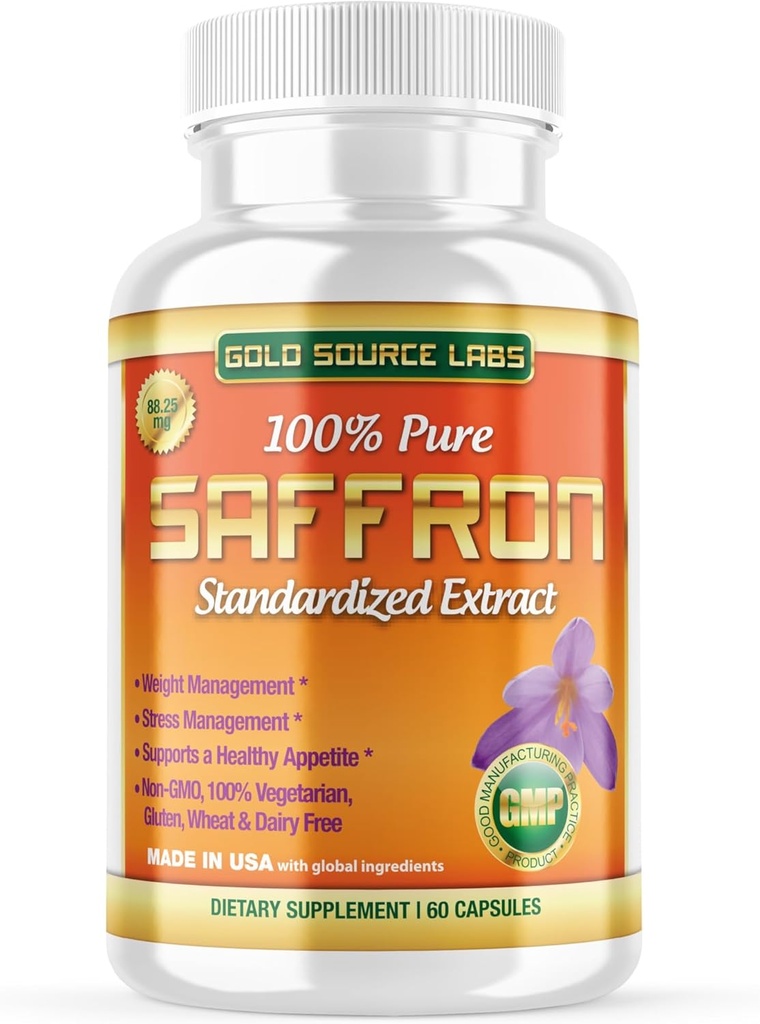 Saffron Extract Supplement - 88, 25 mg Καψάκια με Standardized 3% Safranal Extract Plus Pure Saffron Powder, 60 Vegetarian Power Pills - Premium Appetite and Eye Supplement