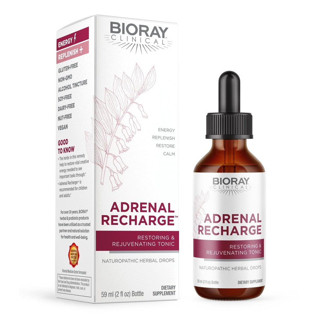 BIORAY Κλινική Επινεφριδιακή Επαναφόρτιση - 2 fl oz - Αποκατάσταση & Αναζωογόνηση Βάμμα Αλκοόλ - Μη-GMO, Vegan, Χωρίς γλουτένη