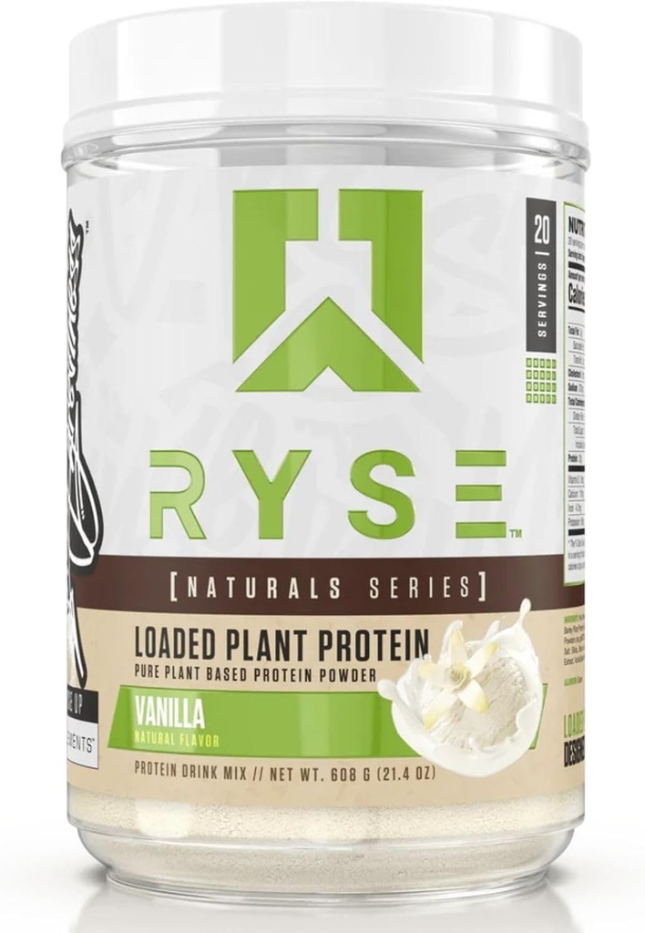 RYSE Loaded Plant Protein - Βανίλια - 20g Natural Vegan Plant Based Protein Powder from Pea, Chickpea & Barley Rice - Χωρίς τεχνητά χρώματα, γεύσεις ή γλυκαντικά - 20