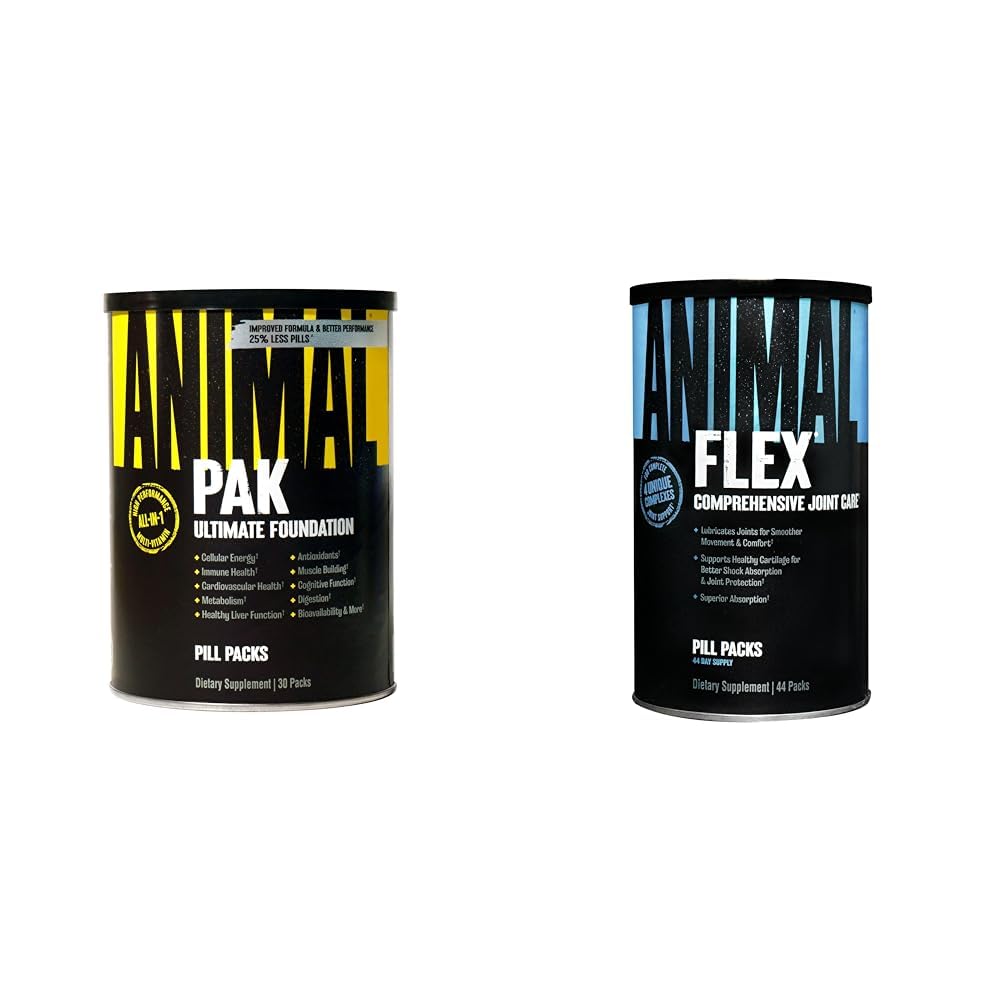 Animal Pak - Βολικό All-in-One πακέτο και συμπλήρωμα βιταμίνης & Flex –Συμπλήρωμα κοινής υποστήριξης – Περιέχει κουρκουμίνη ρίζας κουρκουμίνη – Βοηθά την επισκευή & αποκατάσταση αρθρώσεων – 44 συσκευασίες