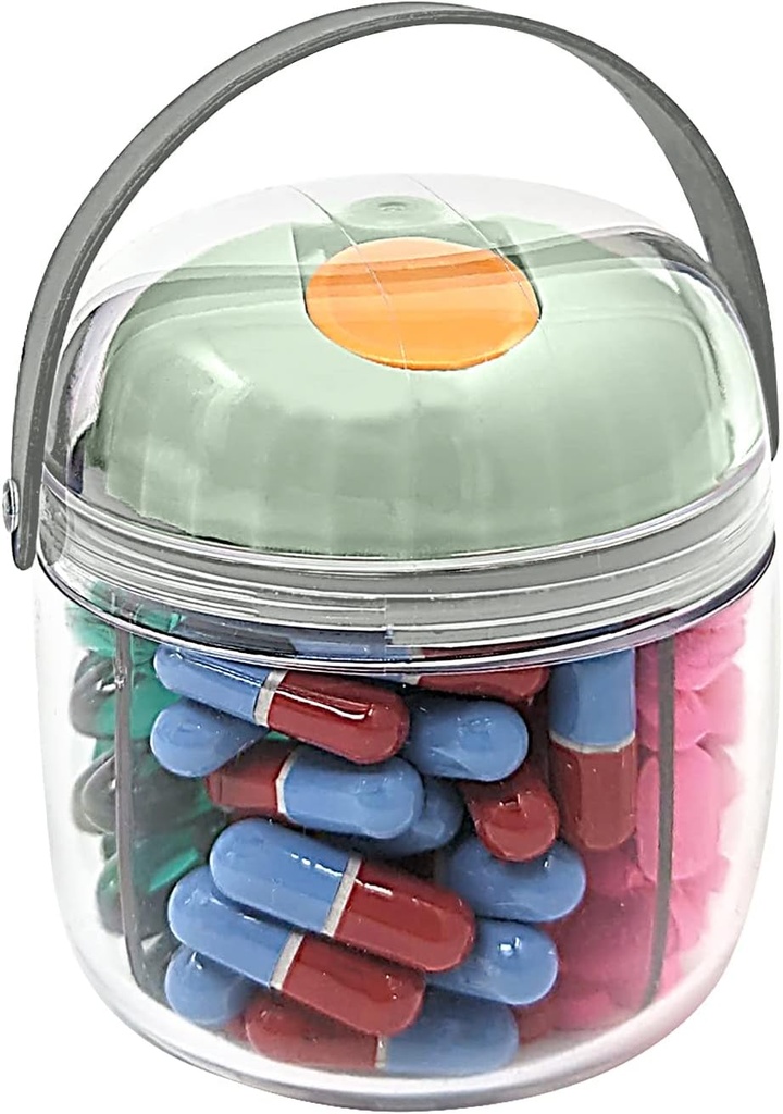 Mini Pill Dispenser Organizer Μπουκάλι, καθημερινή ταξιδιωτική φαρμακευτική κουτί με ασφαλή κλείσιμο (Mini - Πράσινο)