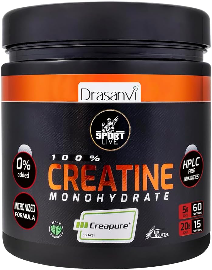 DRASANVI Sport Live 10.58 Ουγγιά Creatine Monohydrate σκόνη - ενισχύει και αυξάνει τους μυς σας - Χωρίς αλλεργιογόνα - Ουδέτερη Γεύση - καθαρή και αποτελεσματική σύνθεση