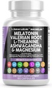 Μελατονίνη 10mg βαλεριάνα ρίζα L Theanine 200mg Ashwagandha - Υποστήριξη ύπνου για γυναίκες & άνδρες με σύμπλοκο μαγνησίου, βάλσαμο λεμονιού, χαμομήλι, & λουλούδι πάθους - 60 Caps