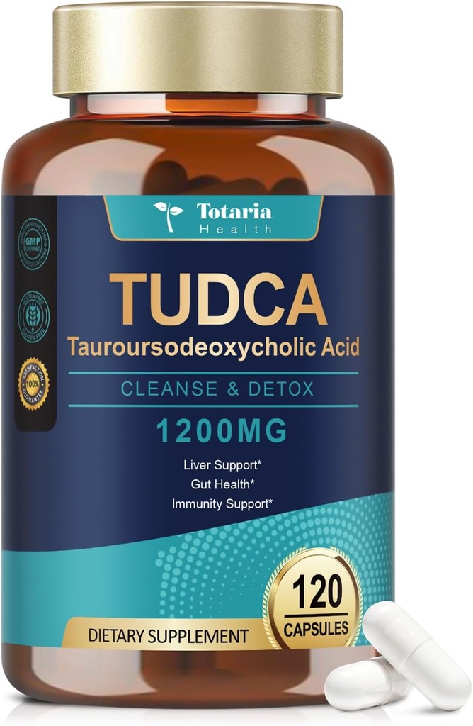 Totaria TUDCA Bile Salts 1200mg (Ταυρορσοδεοξυχολικό οξύ), 120 κάψουλες, Ultra Strength Pure TUDCA Liver Supplements, Liver and Gallbladder Cleanse & Repair, Vegan