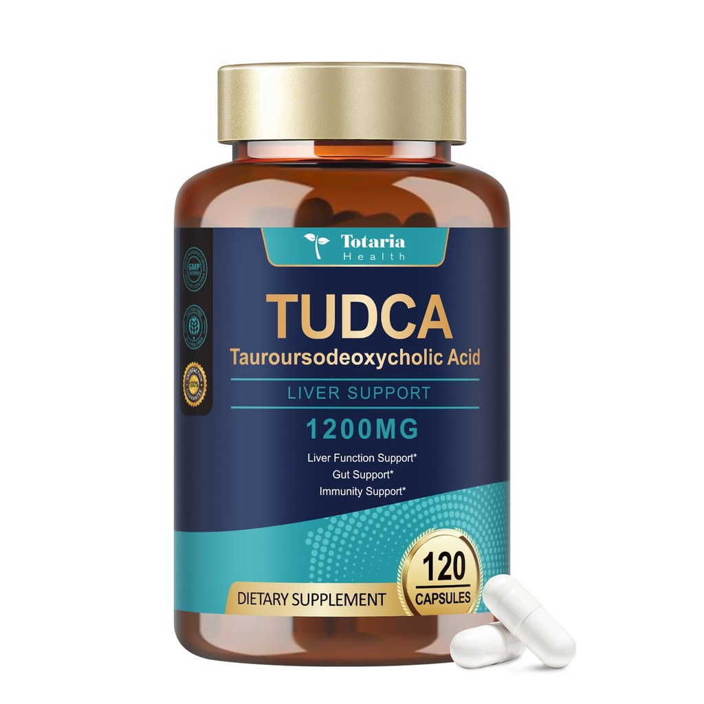Totaria TUDCA Bile Salts 1200mg (Ταυρορσοδεοξυχολικό οξύ), 120 κάψουλες, Ultra Strength Pure TUDCA Liver Supplements, Liver and Gallbladder Cleanse & Repair, Vegan