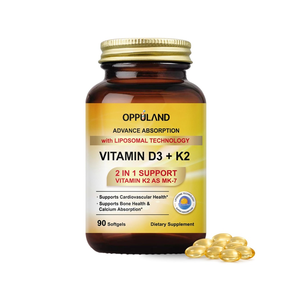 Vitamin D3 + K2 5000 IU - Liposomal Technology for Enhanced Absorption - MK-7 Vitamin K2 100mcg - Supports Bone & Calcium Metabolism - D3K2 Supplement for Men & Women - 90 Softgels