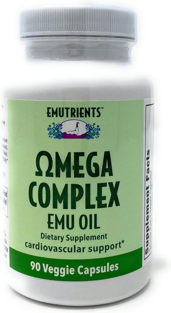 Montana Emu Ranch - Emutrients Omega Complex Emu Oil 750mg (90) Veggie Caps - Συμπλήρωμα διατροφής για καρδιοαγγειακή υποστήριξη* - Omegas 3, 6, 7, και 9