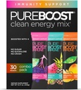 Pureboost Immune Clean Energy Booster, Refreshing Energy Drink Mix and Immunity Supplement with Elderberry, 1.200 mg Βιταμίνη C, Βιταμίνες Α + D, και Ψευδάργυρος.