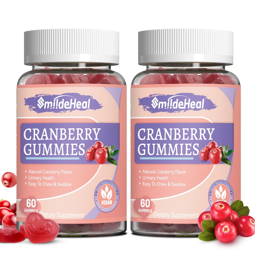 Cranberry Gummies 1000mg, Cranberry Συμπληρώματα για τις γυναίκες, με D-Mannose 250mg, Womens Probiotic Gummies, Urinary Tract Health, Cranberry Flavor, NO GMOs, 60 Count (Pack of 2)