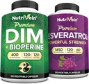 Nutrivein Premium Resveratrol Κάψουλες και DIM συμπλήρωμα Δέσμη: Υψηλής απορρόφησης Resveratrol συμπλήρωμα και DIM για την ανάκτηση, ισορροπία, και ζωτικότητα