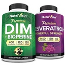Nutrivein Premium Resveratrol Κάψουλες και DIM συμπλήρωμα Δέσμη: Υψηλής απορρόφησης Resveratrol συμπλήρωμα και DIM για την ανάκτηση, ισορροπία, και ζωτικότητα