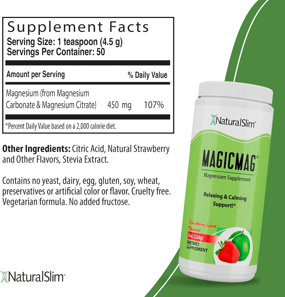 NaturalSlim Magicmag Pure Magnesium Citrate Powder – Στρες, δυσκοιλιότητα, μυών, και καρδιάς Υποστήριξη 