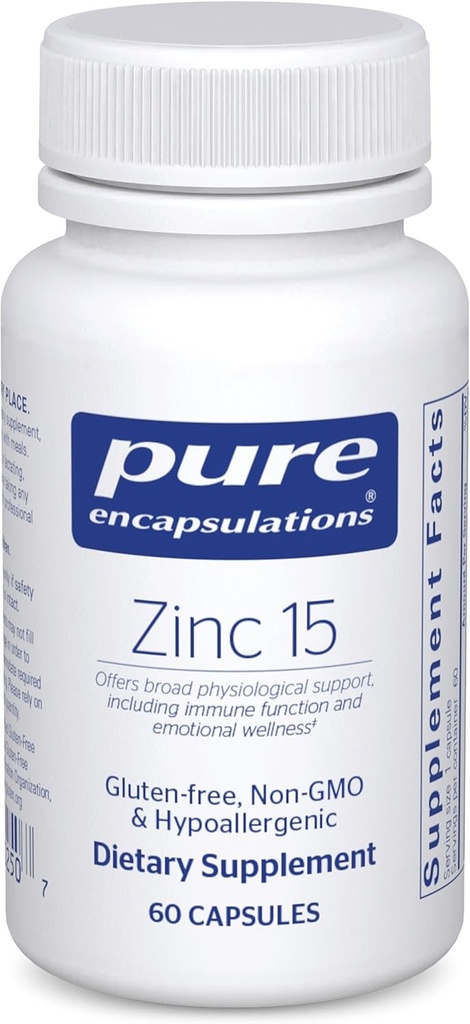 Pure Encapsulations Ψευδάργυρος 15 mg - Ψευδάργυρος Picolinate συμπλήρωμα για την υποστήριξη του ανοσοποιητικού συστήματος, την ανάπτυξη και την ανάπτυξη - για την επούλωση τραύματος - 60 κάψουλες