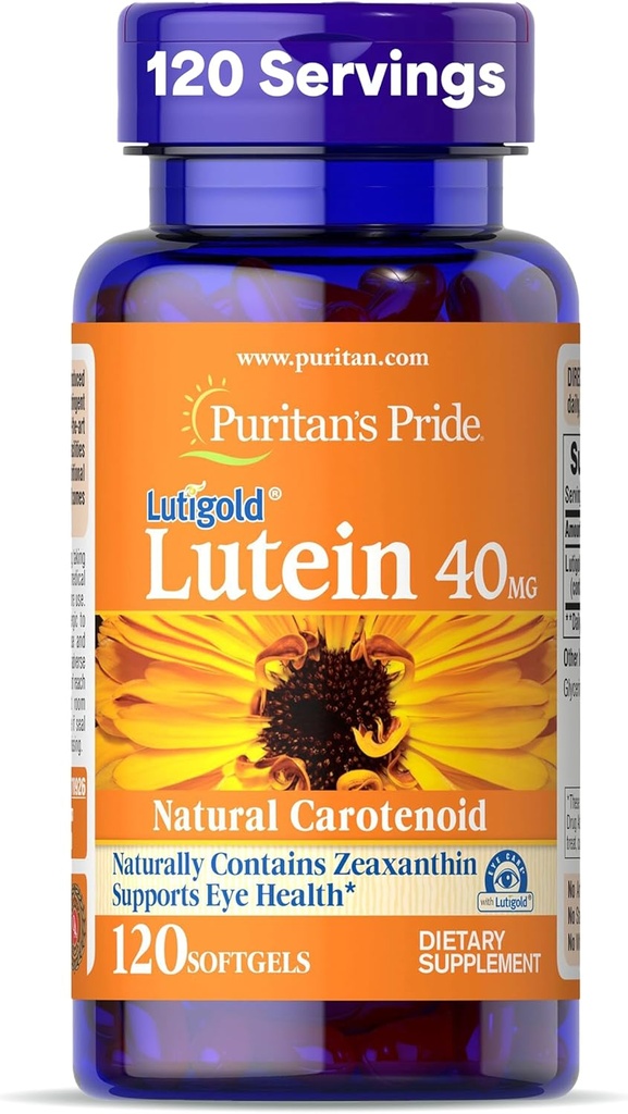 Puritan's Pride Premium LutigoldTM Lutein Carotenoid 40mg με ζεαξανθίνη για άνδρες και γυναίκες, συμπλήρωμα διατροφής για την υποστήριξη της υγείας των ματιών, 8 μήνες προσφοράς, 120 εύκολο σε Swallow Softgels