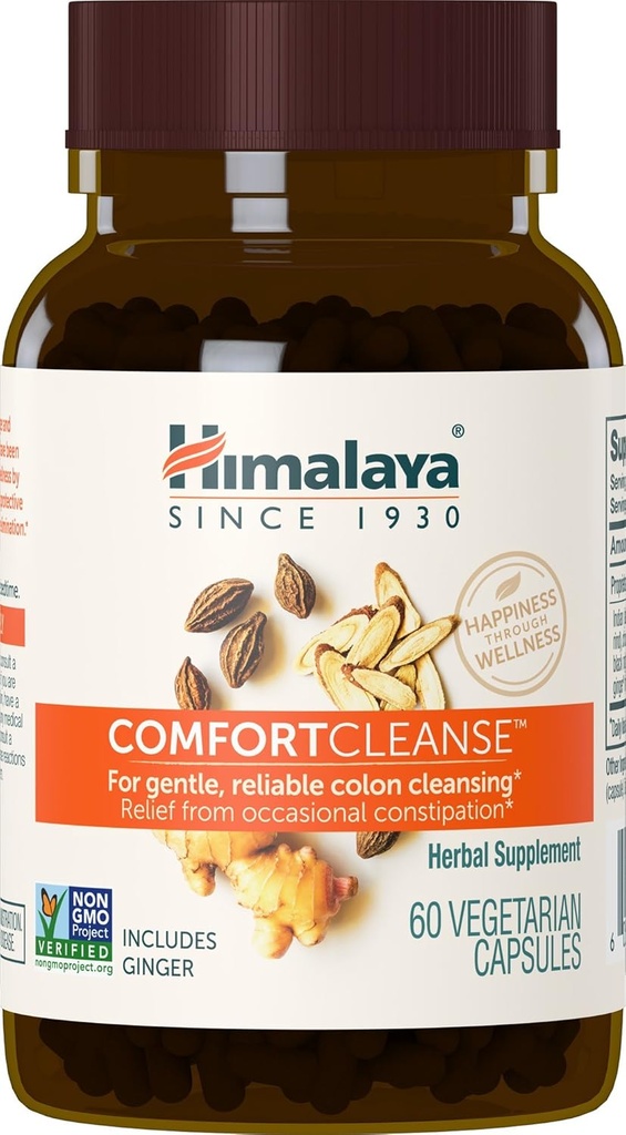 Himalaya ComfortΚαθαρισμός για Detox και Gentle Colon Cleanse & Occasional δυσκοιλιότητα, χορτοφάγοι, 500 mg, 60 κάψουλες, 1 μήνας προσφοράς