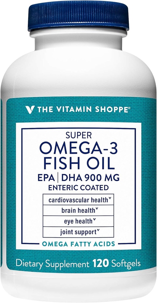 Η βιταμίνη Shoppe Omega 3 ιχθυέλαιο 1290mg, EPA 735mg & DHA 165mg, Καθαρότητα Εξασφαλισμένη, Μοριακά Αποσταγμένο για να υποστηρίξει την καρδιοαγγειακή, κοινή και εγκεφαλική υγεία (120 Softgels)
