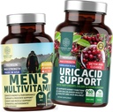 Number One Nutrition N1N Premium Uric Acid Support and Men's Multivitamins, Όλα τα φυσικά συμπληρώματα για την υποστήριξη των ενεργειακών επιπέδων, την υγεία του προστάτη και τις λειτουργίες ούρων, 2 πακέτα