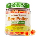 Bee Pollen Organic 1000mg, w/Propolis, Royal Jelly, Sugar Free Bee Pollen Gummies Πλούσια σε B-Vitamin, Αντιοξειδωτικά, Αμινοξέα, Bee Pollen συμπλήρωμα για την ενέργεια, το δέρμα & ανοσοποιητικό (1 πακέτο)